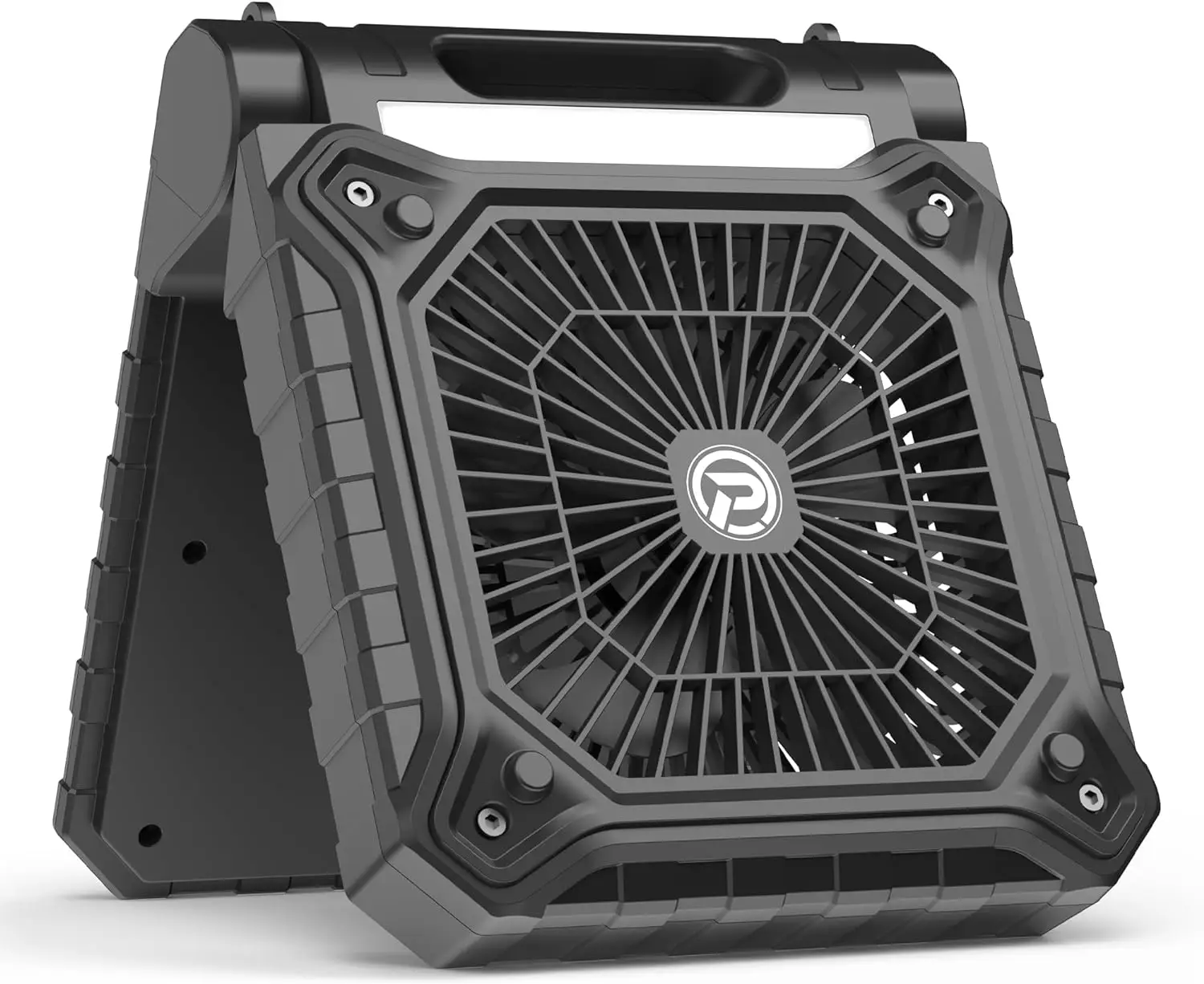 Solar Powered Camping Fan, Portable Usb Rechargeable Fan with LED Light, Cordless Desk Cooling Fan with Timer & Power Bank for Outdoor Travel Hurrican