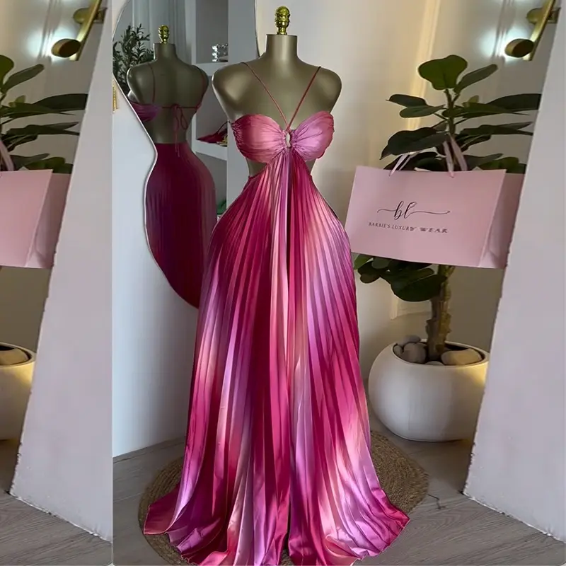 evening dress corset Stunning Pink Corset Prom Dress with Rose Gold Glitter main image 0