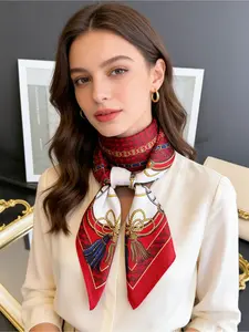 A new retro palace carriage printing soft and warm silk scarf Paisley Print Scarf square scarf fashion high-end shawl breathable sunscreen headscarf women's scarf suitable for tourism and vacation beach use