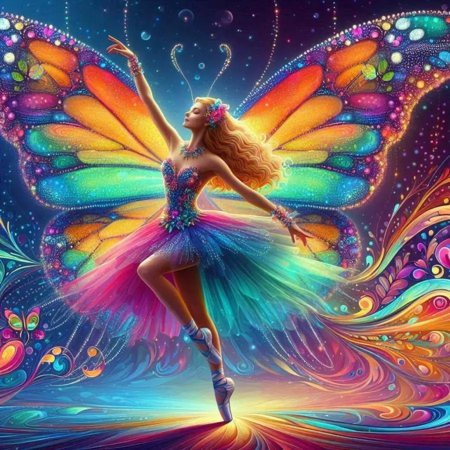 5D DIY Full Drill Round Diamond Painting - Diamond Painting Kit Rainbow Wings Mosaic Canvas DIY Wall Art, Home Wall Decoration