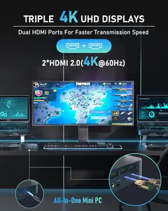 Getorli Mini PC, AMD 3550H(Max 3.7GHz), Mini Computers 16GB DDR4 RAM 512GB SSD, Mini Desktop Computer 4K 60Hz Displays/Dual HDMI/Type-C&USB3.2 Ports/LAN RJ45/WiFi 5/BT5.0 for Home/Office/Business