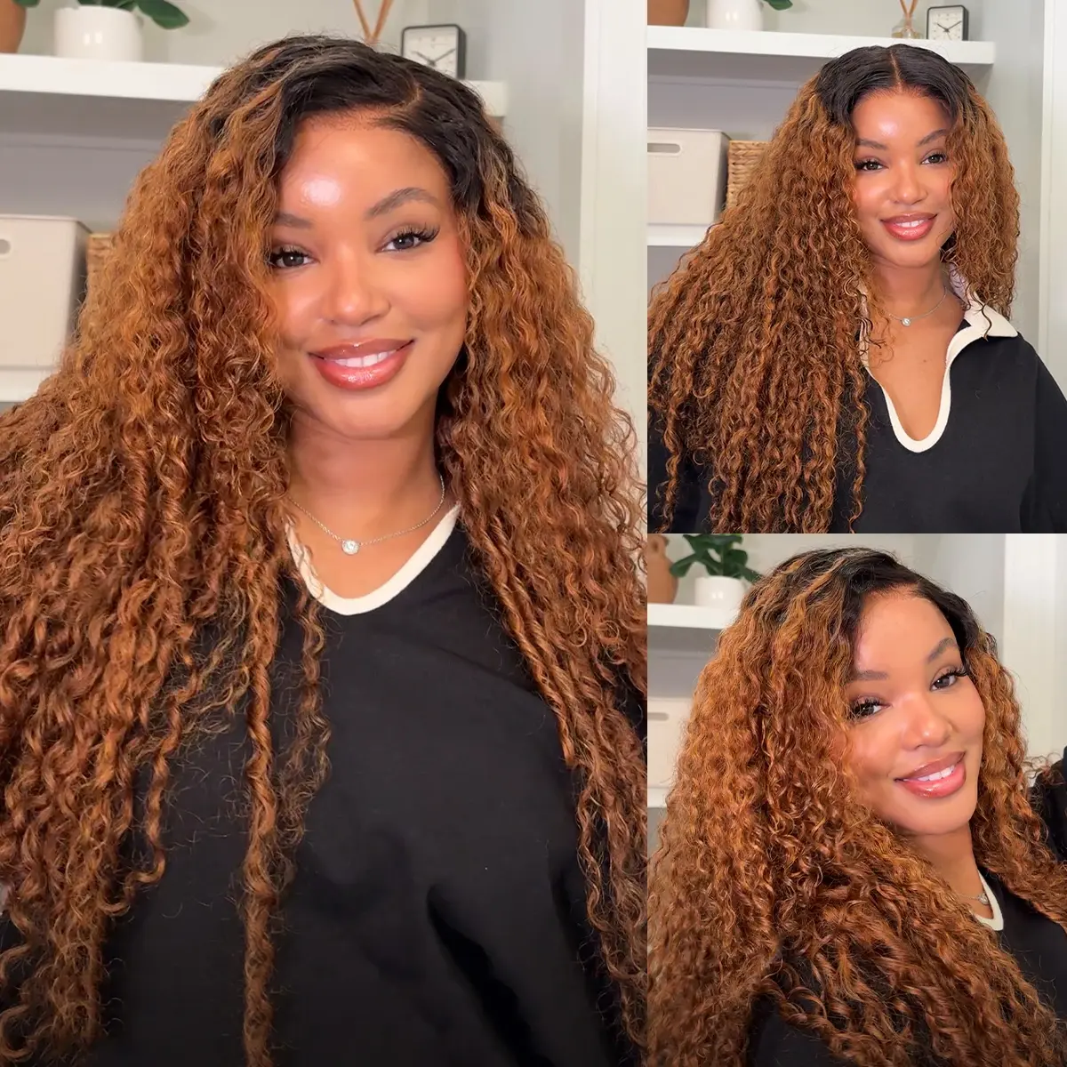 [New Launch] Wavymy Glueless Water Wave Lace Closure Wig, 7×5 C Part Human Hair Wig, Ombre Brown with Natural Black Roots, Pre-Plucked Pre-Cut Lace, Minimal Knots, 180% Density, Soft, Beginner Easy Fit, Daily Wear, Realistic Hairline, Glueless Install