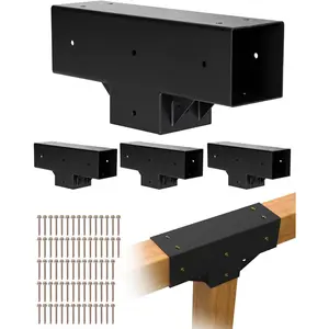 VEVOR Pergola Kit 4-Pack, T-Shaped 4x4 (Actual 3.5x3.5 Inch), 3-Way Pergola Brackets DIY Woodworking Gazebo Bracket Kit with Screws for 3.5x3.5 Inch Wood Beams in Actual Size for Outdoor Party Banquet