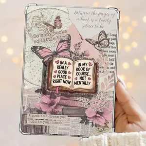 "In A Really Good Place" Kindle Insert Funny Bookish Quote Card for Clear Case Mental Health Humor Reading Accessory Coquette Pink Gift for Book Lovers Soft Material Unique Design Trendy Gift