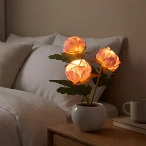 1pc LED Peony Night Light, Flower Design Lamp, Dorm Bedside Decorative Lamp, Gift for Girls, Best Friends, Birthday Present, Ambiance Light