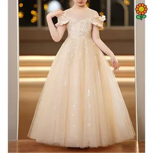 DZP-Girls' Elegant Light Pink Princess Dress Sleeveless Ruffle Detail Gown – Fluffy Tulle Skirt Polyester/Viscose Blend Quinceanera Dresses for Pageants Weddings Performances Party Trendy Comfortable High Quality