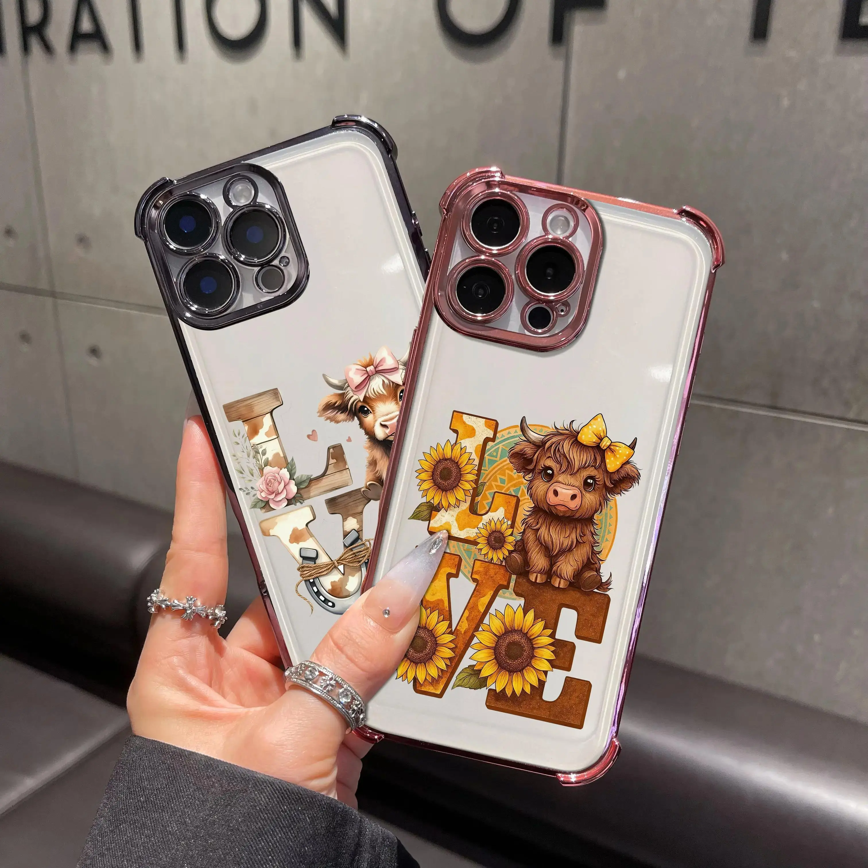 Cute Cow Love Pattern Phone Case for iPhone Samsung Case iPhone 17Pro Max Air 16 15Plus 14 13 12 11 XR XS S25Ultra S24FE S23 S22 Phone Case, Four-corner airbag drop protection, Protective Silicone Cover, Protection Durable,Shockproof Drop #SummerVibes 985