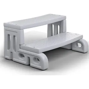 【Summervibes】Hot Tub Steps,  2-Step Heavy Duty RV Steps and Stairs for Camper,Non-Slip Spa Steps for Outdoor Hot Tub, Pool Ladder Above Ground, Waterproof Resin Patio Steps, Easy Assembly Grey