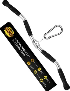 Fitness Invention LAT Pulldown Bar - LAT Bar Pull Down Attachment 30 Inch, Cable Curl Bar Attachment, Ez Curl Bar Cable Attachment, Straight Bar Cable Attachment, Curl Bar Cable Attachment