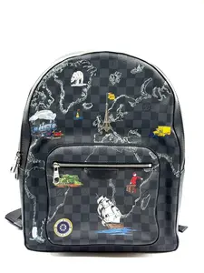 Pre-owned Louis Vuitton Leather Backpacks CALUX Damier Graphite World Map Josh Backpack