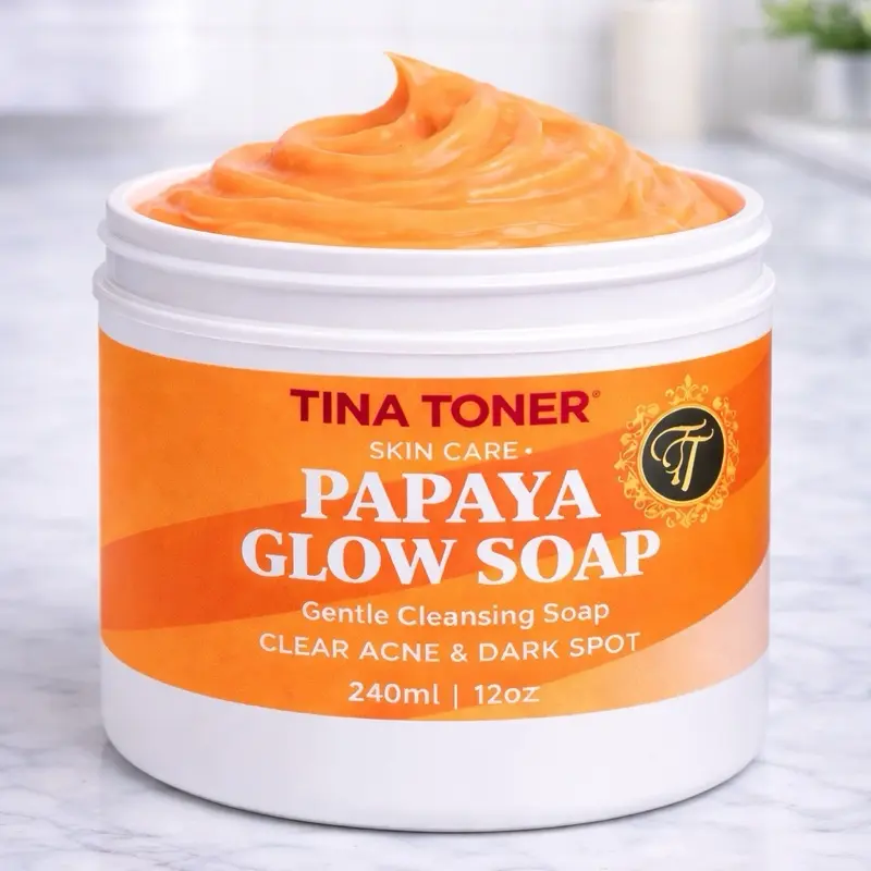 Tina Toner Skin Papaya Glow Whipped Soap Gentle Cleansing Soap 12 oz Daily Skin Repair