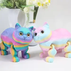 3D Printed Short Hair Cat Figurine, 36cm/14.17 Inch, Realistic Eyes, Gradient Colors, Jointed Design, Articulating Animal Figurines, Decorative Figurines, Home Decor Gift Idea, Collectible Room Decor