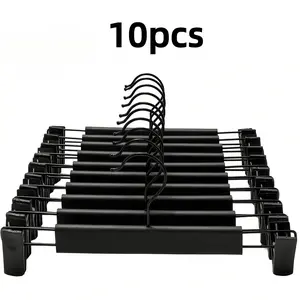 Plastic Hangers Set of 10, Adjustable Rust-Resistant Clips, 360 Degree Rotating Hooks, Ideal for Shirts and Pants, Denim Jeans
