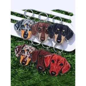1/20pcs Adorable Dachshund Dog Figurine Keychain Kawaii - Cute Acrylic Animal Design, Backpack and Bag Accessory, Earbud Case Cover, Pet Lovers Gift for Dog Mom and Dad - Colorful, Durable, Lightweight, and Easy to Attach, Keychain Attachment