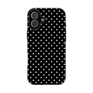 Black polka dot anti - drop phone case - Aesthetic Black and White Cover For iphone17Pro max ,17. 16Pro/15/14/13/12/11.