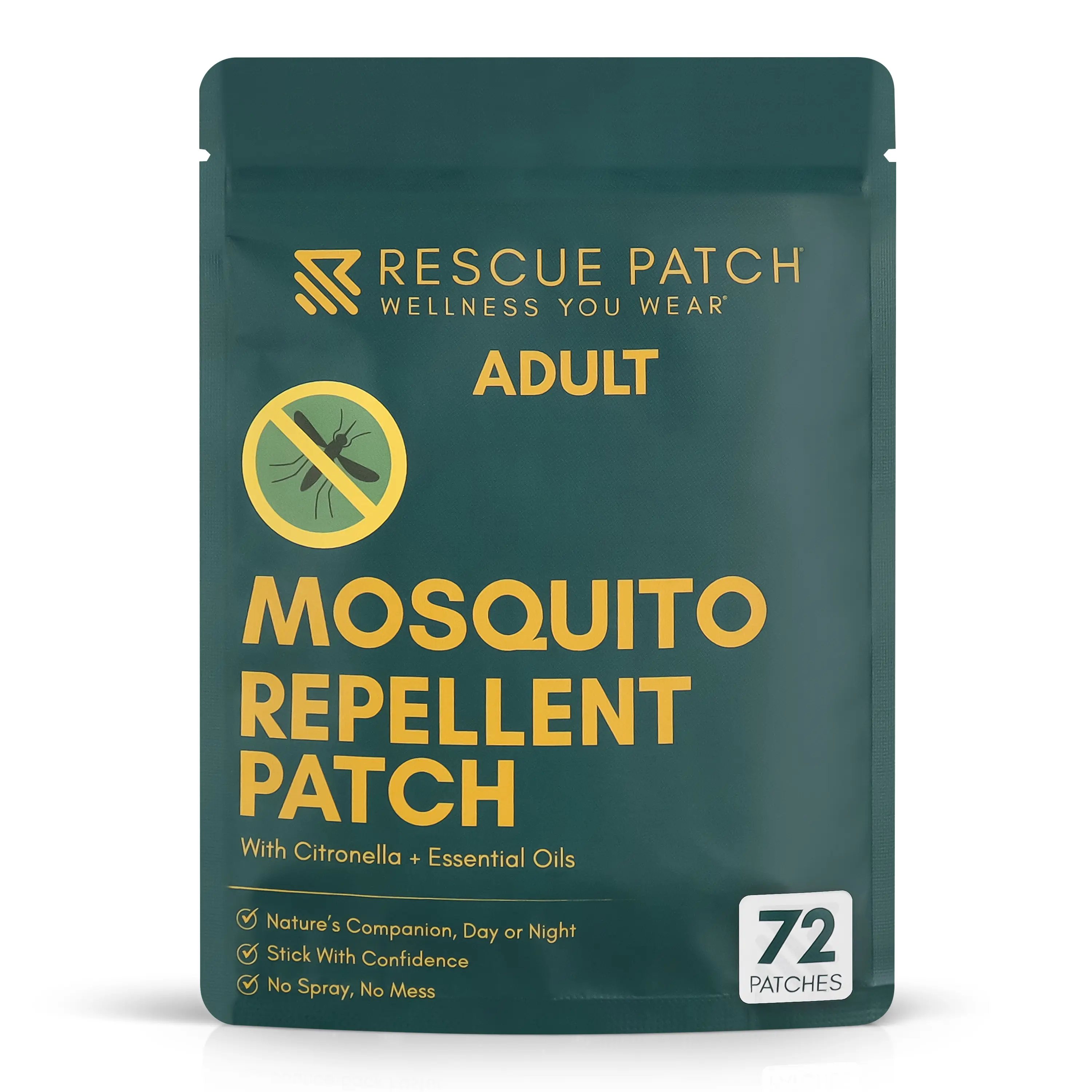 Rescue Patch Mosquito Repellent Patch for Adults – Plant-Based Essential Oil Mosquito Stickers for Clothing, Outdoor Wearable Bug Repellent Patches, 72 Count