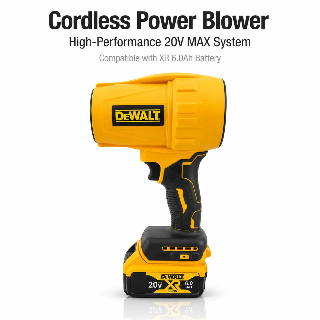 DEWALT 20V MAX Portable Handheld Leaf Blower Complete Kit - Lithium Battery-Operated, 100 CFM, 3-Speed, Lock-On Trigger with 2 Batteries, Charger, Storage Bag - Ideal for Overhead Dusting, Confined Space Cleaning, Battery Operated Leaf Blower