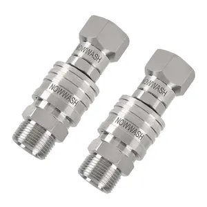 2 Packs Kink-Free Swivel Connector for Gun and Hose, M22-14mm  3/8" Stainless Steel 360° Pressure Washer Adapter Quick Connect Kit