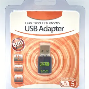 BT5.0 WiFi 600m dual mode adapter, wireless and WiFi combination card: high speed Internet connection, seamless connectivity for mice, keyboards, speakers, and headphones plug and play, no driver required