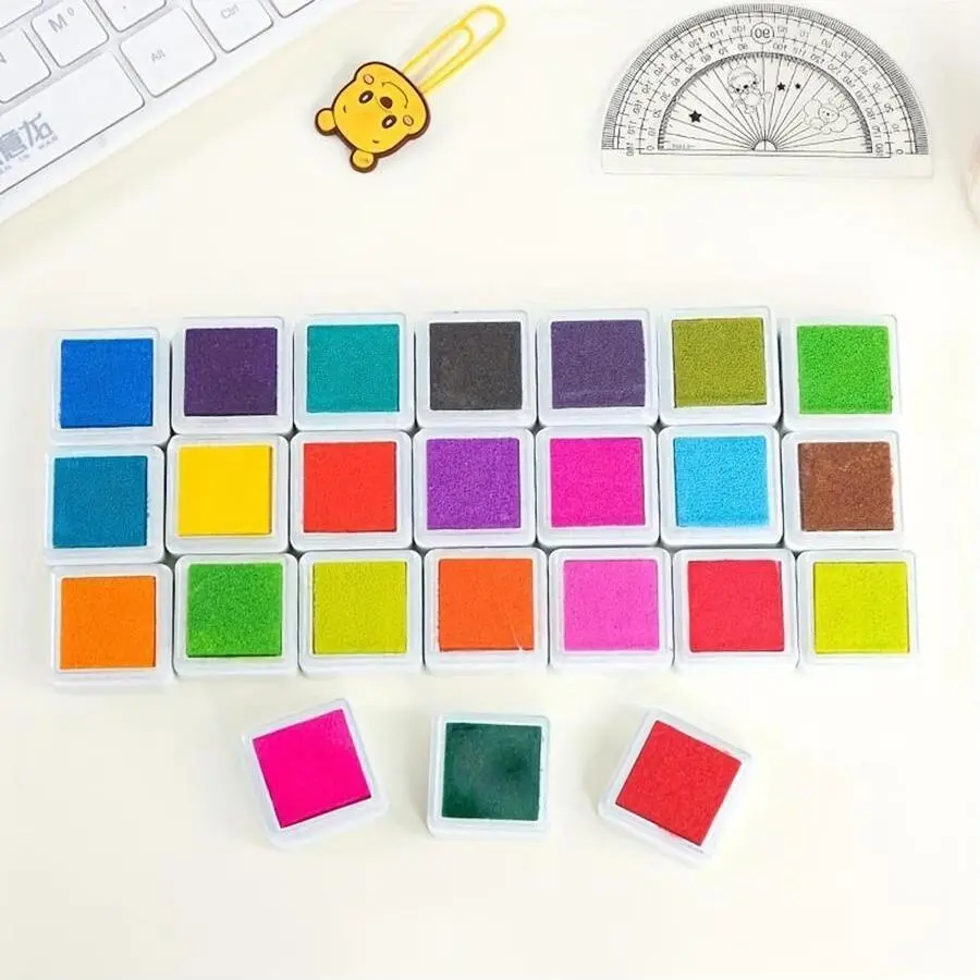 24pcs/set Mixed Color Stamp Ink Pad, Finger Stamp Pads, DIY Supplies for Scrapbooking, Card Making, Paper Craft, Versatile Crafting Tool, Crafting Kit, DIY Kits, Scrapbook Accessory, Scrapbooking Stamping