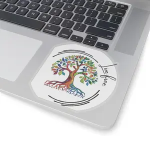 Tree of Life Kiss-Cut Stickers - Live Free Nature Decal, Laptop Accessories, Boho Hippie Vinyl Decal, Car Bumper Sticker, Outdoor Adventure