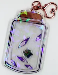 Jewel Shard Bottle Acrylic Shaker Keychain