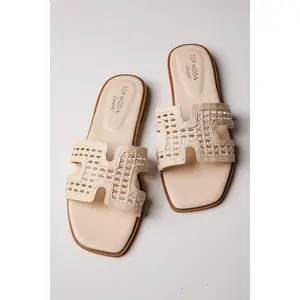 Coastal Ease Ivory Comfort Slide Sandals