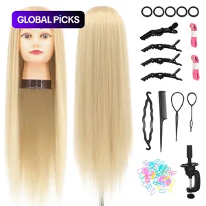 Professional Hair Styling Training Head with Clamp & Braiding Tools Set, 1 Set 24-26 Inch Hairdresser Styling Head, Hairdressing Head for Women, Mannequin Head Stand #GLOBAL PICKS