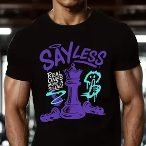 Sayless Real Ones Move In Silence Chess T-Shirt Streetwear Graphic Tee
