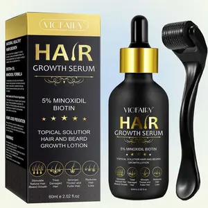 VIOFAIRY Minoxidil Hair Growth Serum, Hair thickening serum 60ml with rollerball, Absorbs quickly and dries fast, won't leave sticky residue on pillows, integrates into morning and evening routine, for thicker hair and beard growth