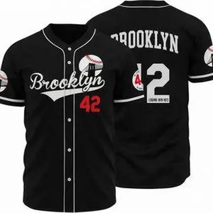 Black Legend baseball jersey honoring Jackie Robinson, featuring his retired number 42