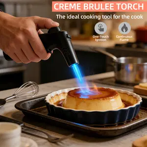 Windproof Butane Torch Lighter, Adjustable Flame, Safety Lock, Kitchen Torch for Cooking and Grilling, Funky Kitchen Gadget, Butane Fuel Not Included