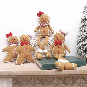 Large Gingerbread Man Christmas Decoration For Home Plush Doll Xmas Tree Hanging Ornament Pendant Gift New Year Decor
