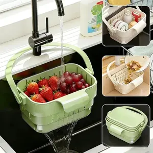 TikTok's best-selling hanging, foldable, and extendable sink strainer, a space-saving basket for filtering food and fruit residues, a practical sink filter, and an essential accessory for home kitchens