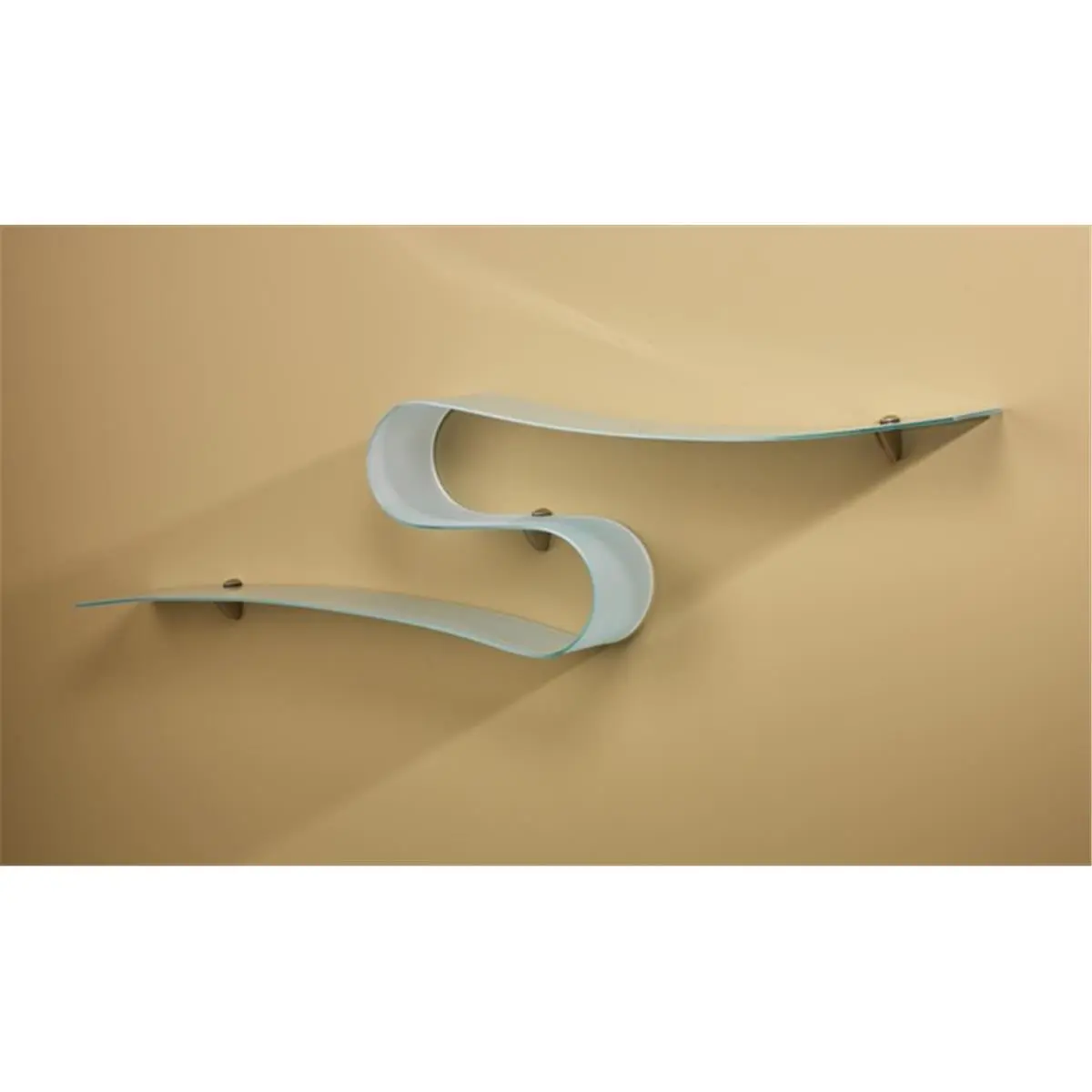 Amore Designs CPTSBOA Concepts Opaque Glass Boa-Shape Floating Shelf - 3 Wall-Mount 3-Layer Display Shelves, 8 x 64 x 5/16 in Abstract Art Home Decor Room Accent