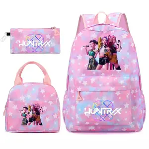 【Children's Day】 3pc Backpack solid color women's backpack star print zipper closure Trendy backpack fashionable and versatile casual trend suitable for students going to school, campus, going out to work, traveling women's backpack