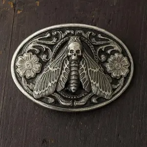 Metal Dead Head Moth Belt Buckle – Goth Punk Jewelry
