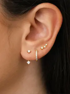 Elegant Women's Copper Zircon Earrings Set, Earring Stacking Set, Ear Studs, Artificial Earrings, Perfect Gift Choice, Casual Style Jewelry for All Seasons, No Choking Hazard