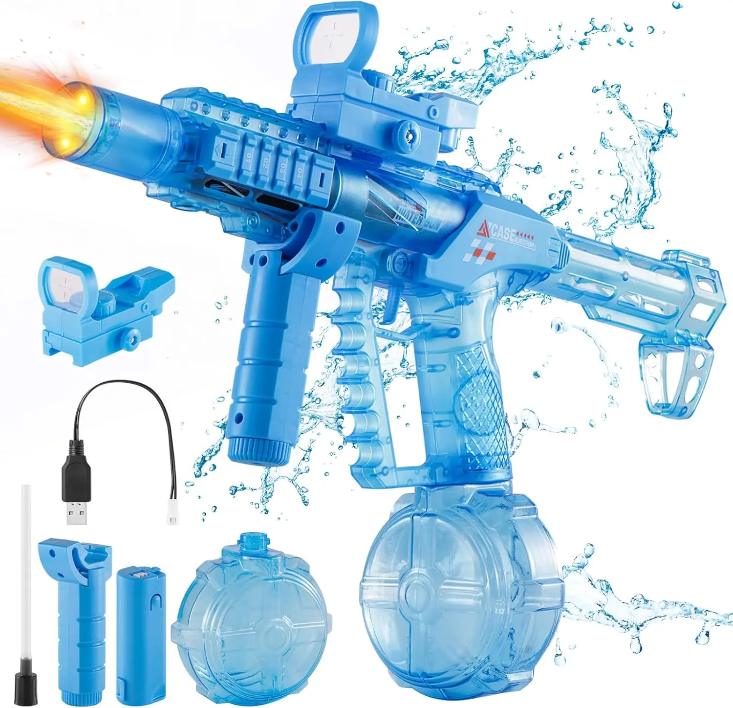 Zrunbo Electric Water Gun for Kids & Adults – Automatic Water Blaster with LED Flame Effect, 28-32 FT Long Range Water Blasters for Kids Adults Outdoor Summer Swimming Pool Game Toys birthday gift OutdoorFun Summervibes