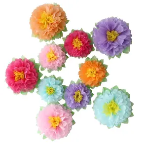 10 Pack Paper Flowers, Fiesta Paper Flower Decorations for Wall, DIY Tissue Paper Flowers, Spring Decorations for Classroom, Carnival Hawaiian Party Backdrop Decor Centerpiece