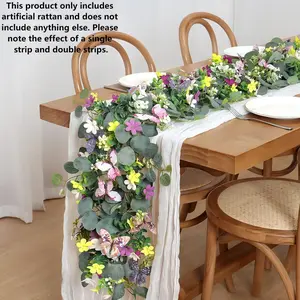 1/2Pcs Artificial Butterfly Leaf Vines, Rattan Wall Decor for Photo Backdrop, Mall Storefront & Aesthetic Landscaping, Plastic Faux Greenery Vines for Living Room, AC Pipe & Ceiling Hiding, Ideal for Wedding Arches, Parties, Garden & Home Wall Decoration