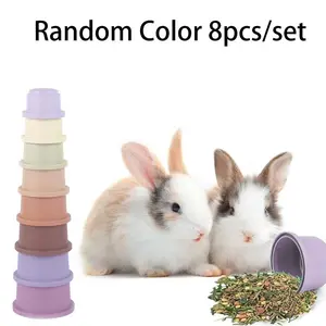 1set/8pcs Silicone Stacking Cups For Rabbits, Colorful Bunny Toys Reusable Bunny Toys, Nesting Rabbit Toys Of Different Sizes For Small Animals