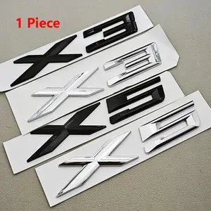 1pc 3D ABS Chrome Black Car Letter Rear Trunk Logo X3 X5 Stickr Badge Decal For BMW X3 X5 F25 E83 XDRIVE 20d 20i 30d 30i Decoration Accessories Sticker For Cars Car Decals