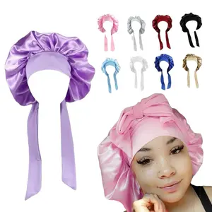 Satin Hair Bonnet for Sleeping Silky Large Extra Hold Adjustable for Women Tie Down