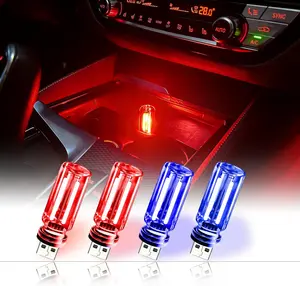 Pack USB Ambient Light Set,Mini Vintage Glass USB Night Lights with Touch Control & Dimmable, Plug in Car Interior Atmosphere Lamp for Bedroom,Laptop,Portable Mood Lighting( Red  Blue)