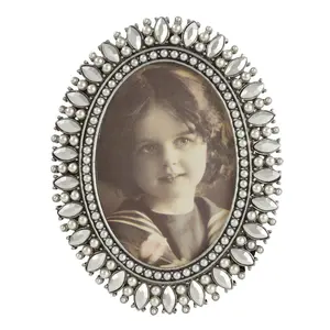 212 MAIN Bejeweled Trim Photo Frame - Silver Metal Frame, Lightweight Home Decor Display Piece for Gifting