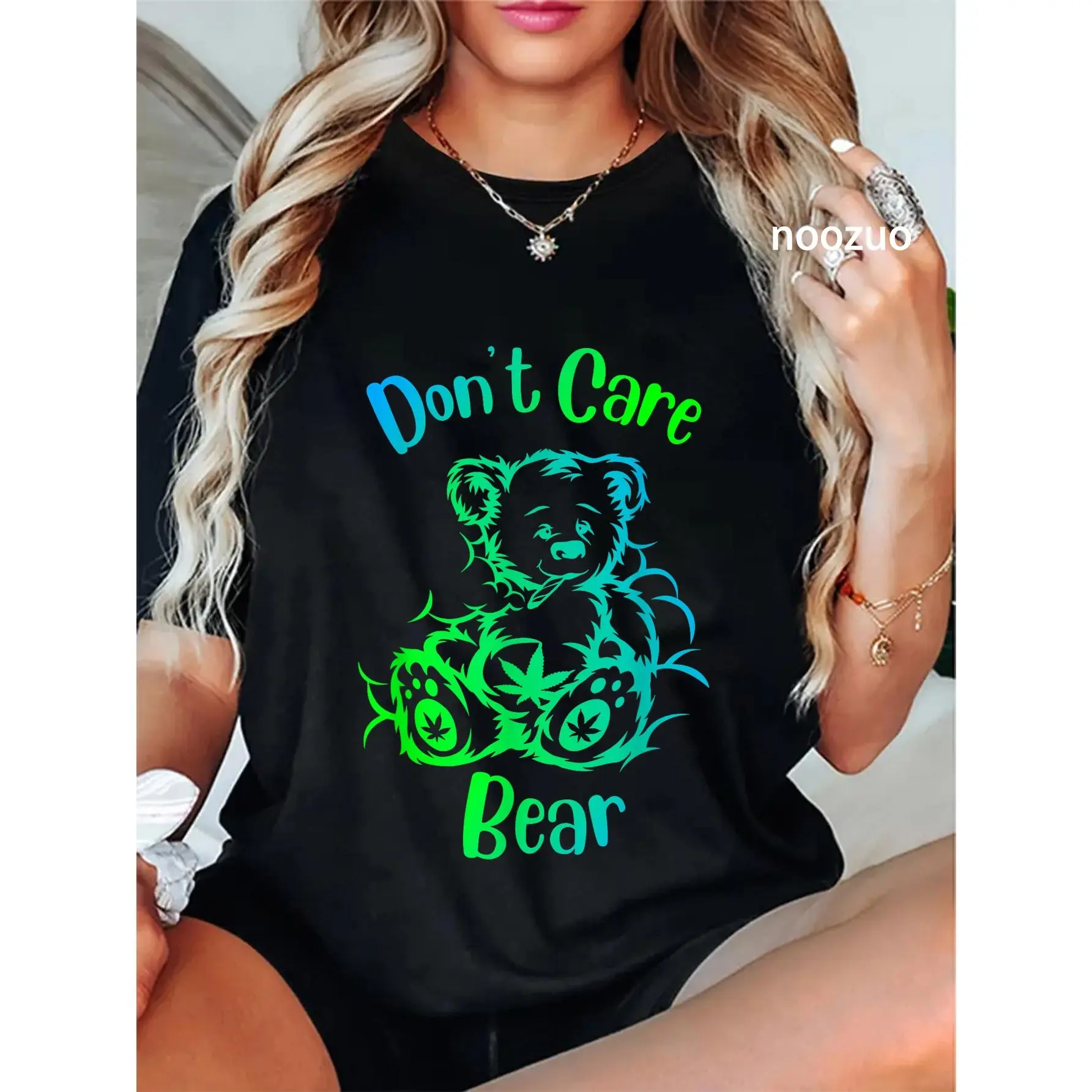 100% Cotton don't care weed bear - 420 gifts for stoners - funny weed T-Shirt