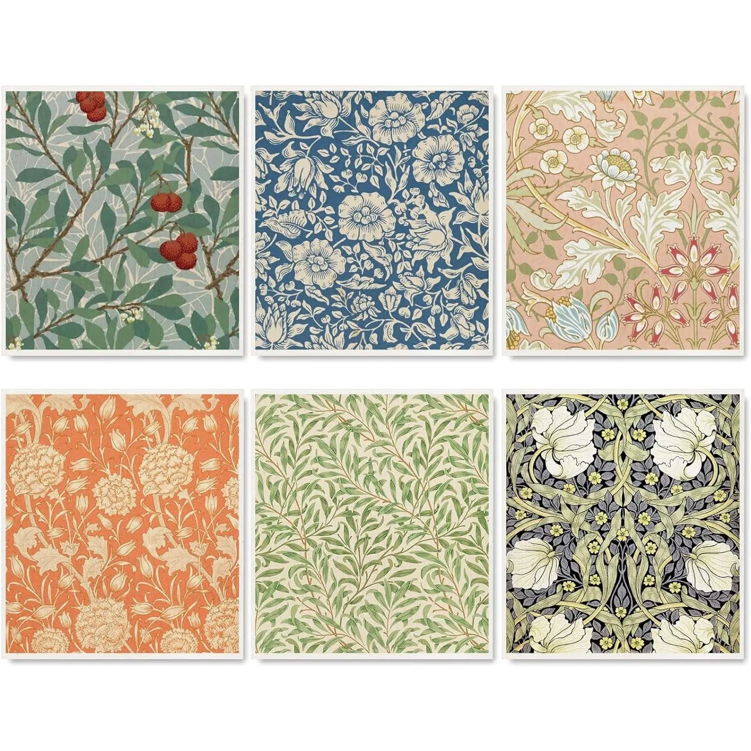 6-Piece Rectangular Vintage Retro Floral Cotton Soft Dishcloths - Multifunctional 6.9x7.7in (17.5x19.5cm) Absorbent Kitchen Towels, Machine Washable for Home Cleaning, Housewarming Gift