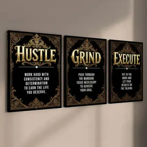 3-count wooden frame canvas, retro light luxury style inspiring English decorative poster, modern family poster, fashionable living room decoration, suitable for corridor, bedroom walls, waterproof art