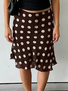 Women's skirt, Summer Polka-Dot Mesh Slim-fit Skirt, Casual Party Double-lLayer Fabric Women's Skirt, Suitable for Daily Wear and Outdoor Activities